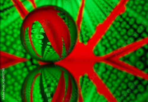Neon photo of a coronavirus in the reflection of a balloon    Photos taken using screen reflection and mirror, 1.03.20, sphere, neon, light, drawing 