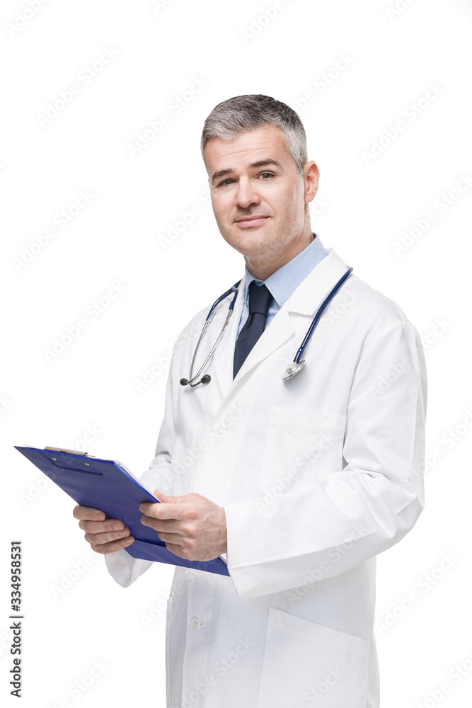 Doctor holding a patient file or medical notes Doctor holding a patient file or medical notes