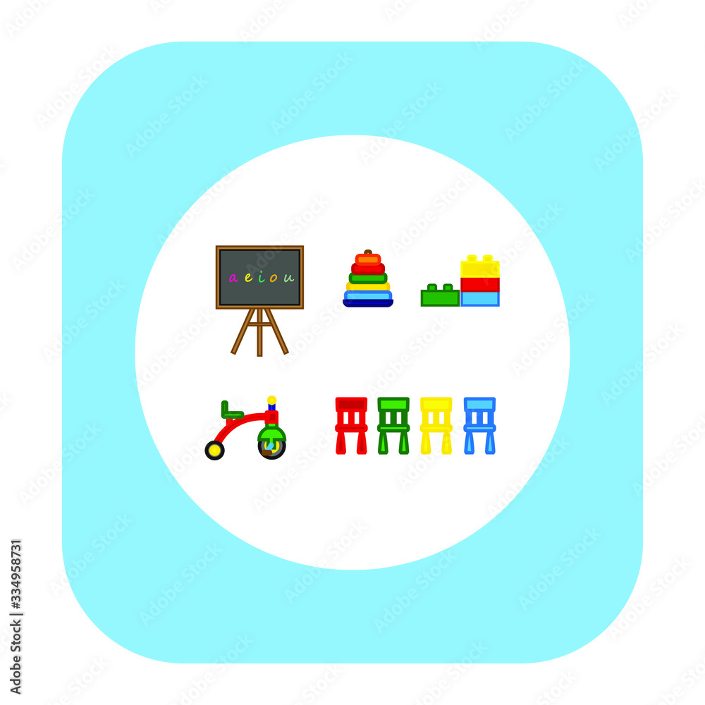 nursery objects on white background