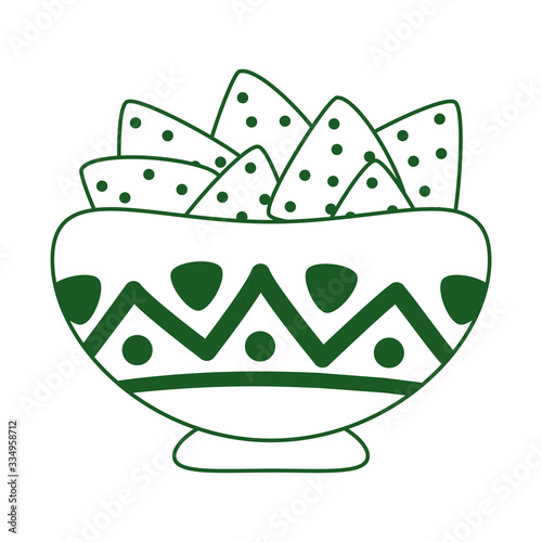 bowl with nachos cinco de mayo mexican celebration line style icon