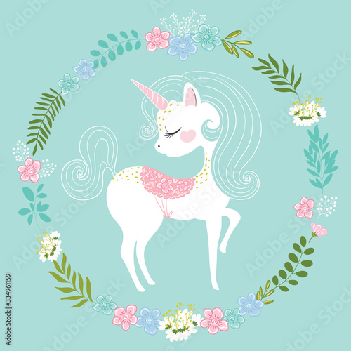 Lovely unicorn vector illustration for kids fashion artworks, children books, prints, greeting cards, t shirts, wallpapers.