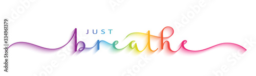 JUST BREATHE vector brush calligraphy banner with swashes