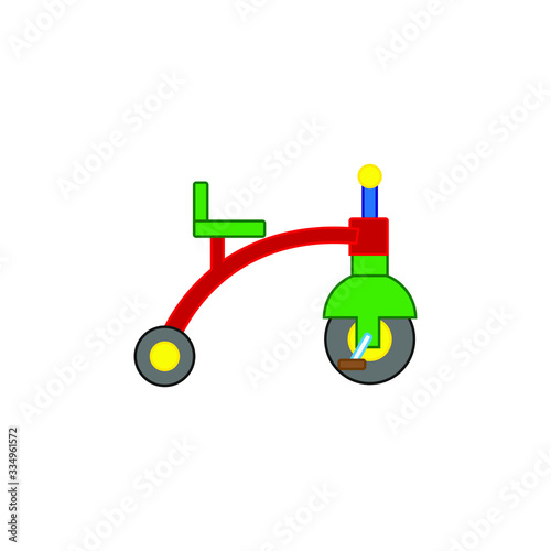 child tricycle on white background