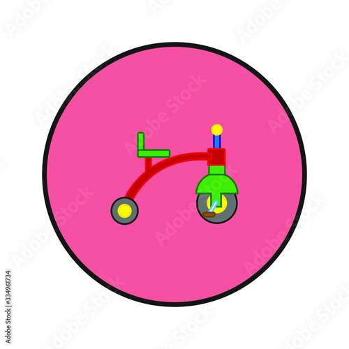 child tricycle on white background