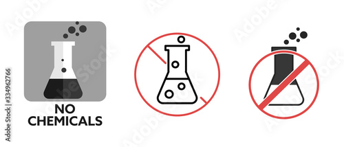 No Chemicals icon set. Flat style illustration. Isolated. 
