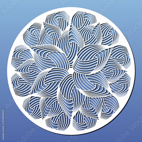 Laser cut template. Round panel or mandala for room wall art decor or cutting coaster. Vector illustration