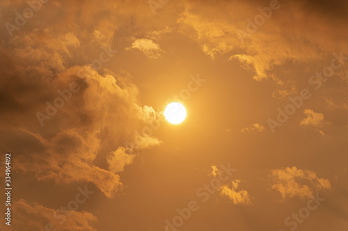 The sun in the yellow sky