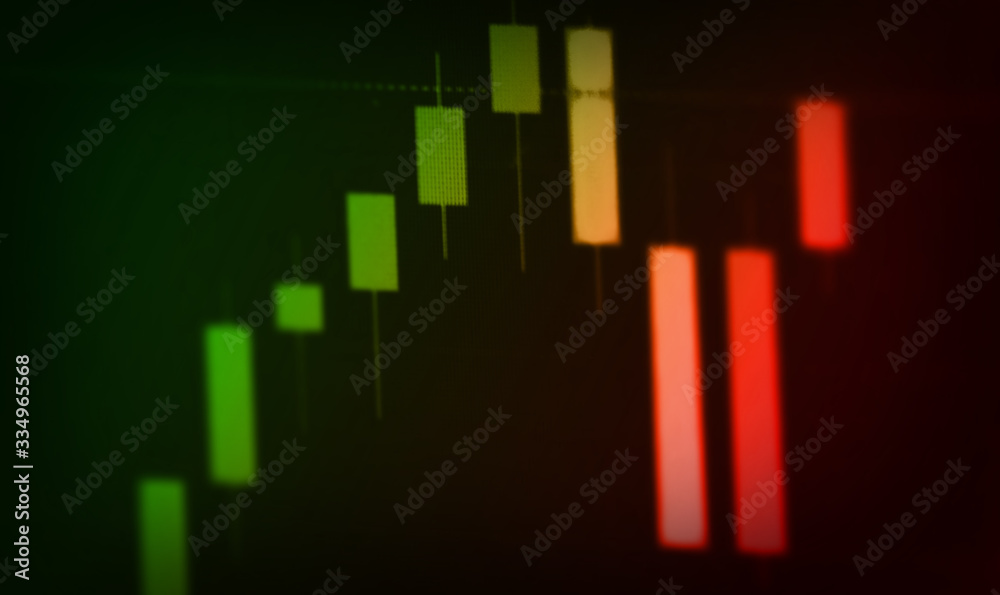 economic impact concept graph chart diagram on screen down global crisis business finance. Selective focus.