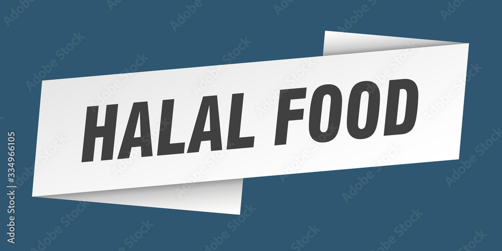 halal food banner template. halal food ribbon label sign