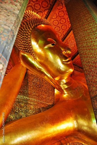 The reclining Buddha at Wat Pho temple, Bangkok Thailand.