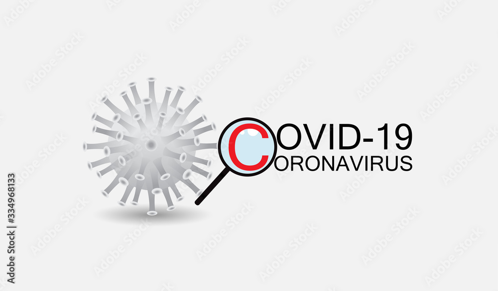 Fototapeta premium Magnifying glass coronavirus on grey background.Vector illustration