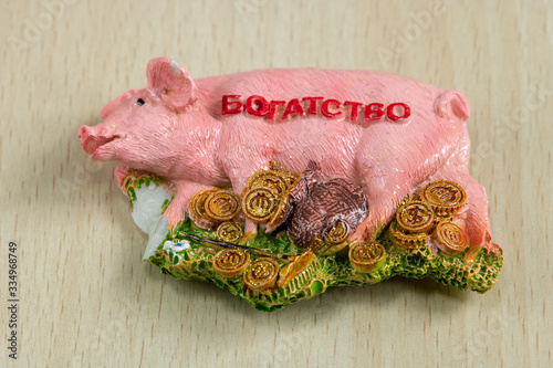 different gift souvenirs from different countries and cities, like a magnet and like a memory.