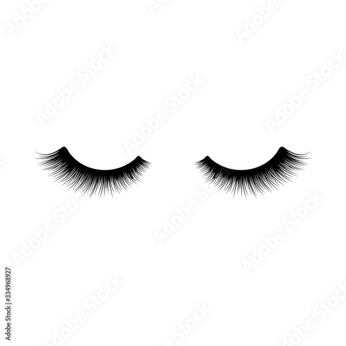 Eyelash long and thick. Mascara extension illustration. False lash logo. Vector icon design. Fashion