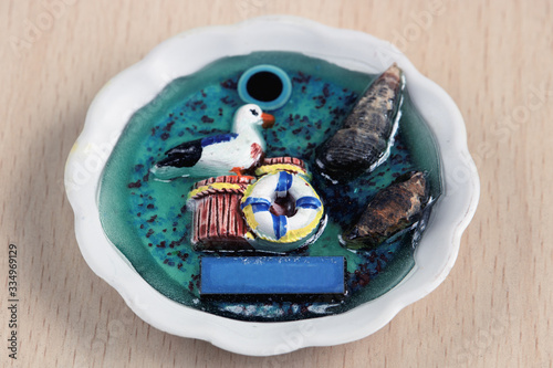 different gift souvenirs from different countries and cities, like a magnet and like a memory.