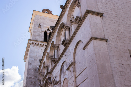 View of Cathedral of Santa Maria de Episcopio, church in Benevento, in a sun day photo