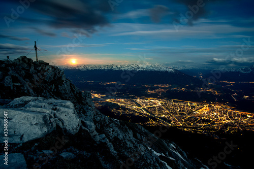 Innsbruck from above at night