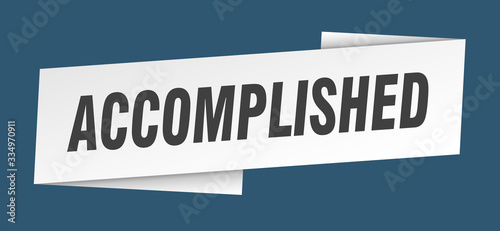 accomplished banner template. accomplished ribbon label sign