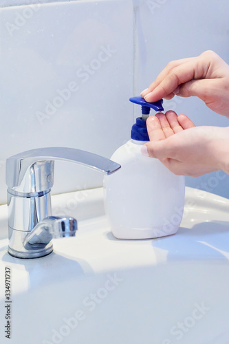 Woman washing hands