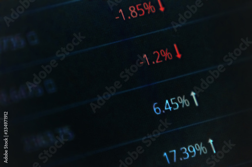 financial graph chart display photo selective focus exchange trading business success concept crisis
