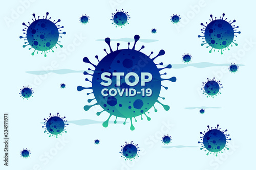 Coronavirus banner with bacteria - global pandemic concept. Novel coronavirus 2019-nCoV background. Virus Infection. Medical wallpaper. Quarantine illustration. Vector 10 eps