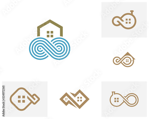Set of Infinity House logo vector template, Creative Infinity logo design concept