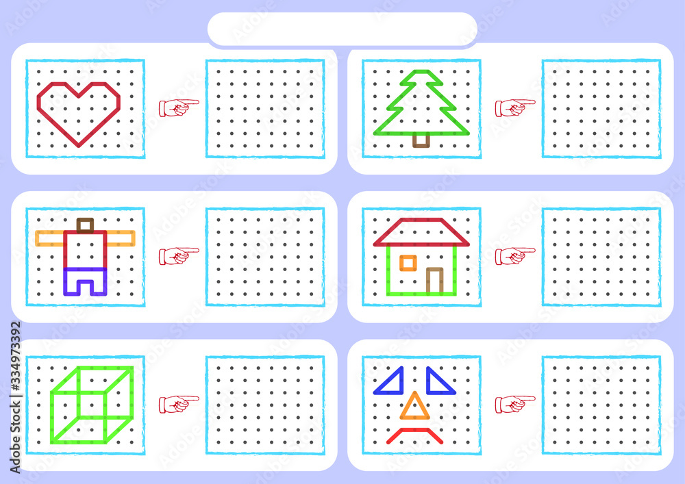 worksheet for preschool kids, Dot to dot copy practice, copy the shapes