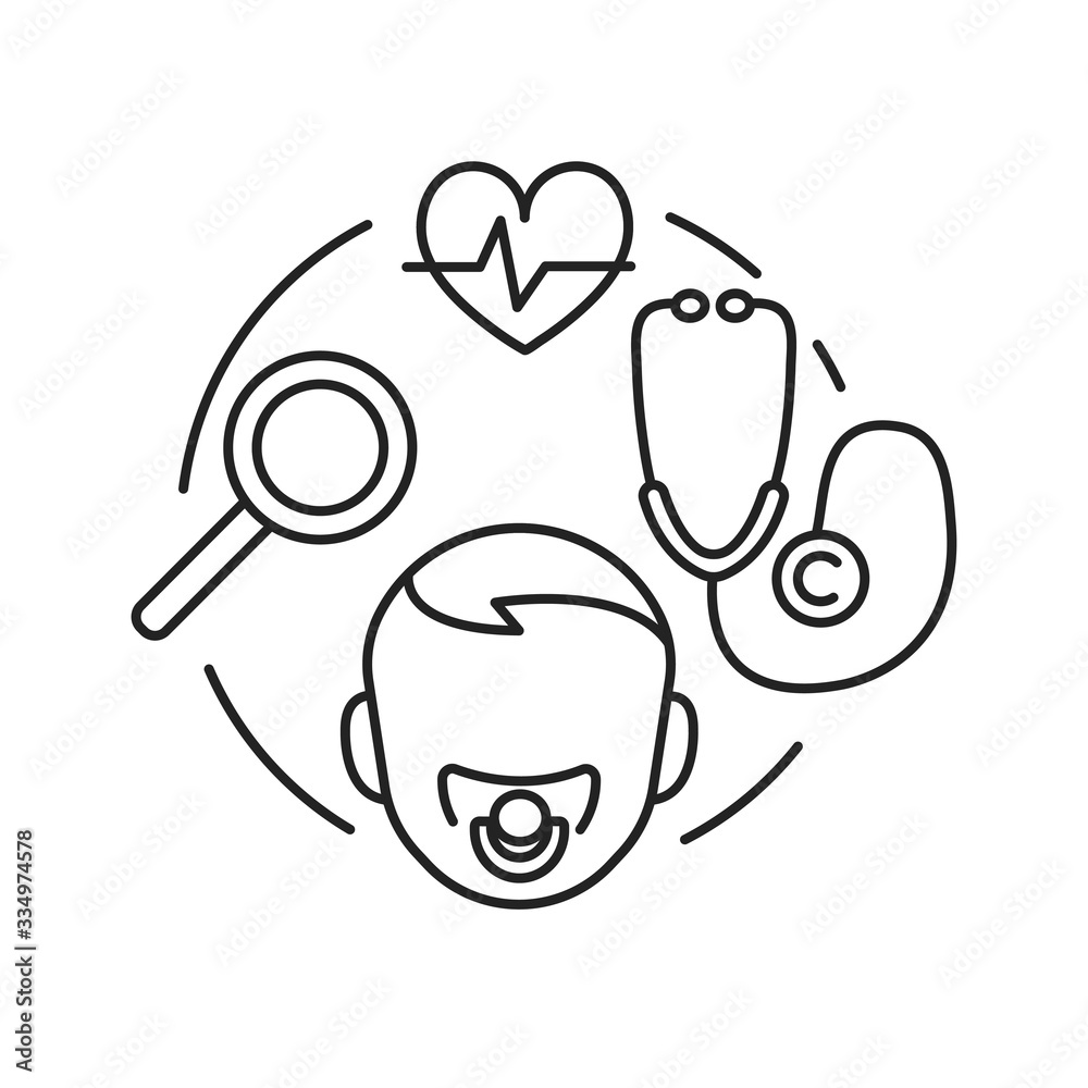 Neopatology black line icon. Pediatric health care sign. Newborn care. Pictogram for web page, mobile app, promo. UI UX GUI design element. Neopatology black line icon. Pediatric health care sign. Newborn care. Pictogram for web page, mobile app, promo. UI UX GUI design element.