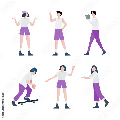 Collection of people character illustration various activity in flat design Premium Vector