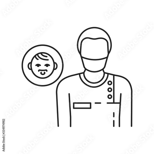Pediatric surgeon black line icon. Doctor for children. Medical service and treatment children. Pictogram for web page, mobile app, promo. UI UX GUI design element