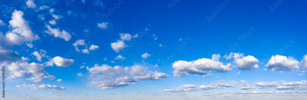 Panorama Blue sky and white clouds. Bfluffy cloud in the blue sky background
