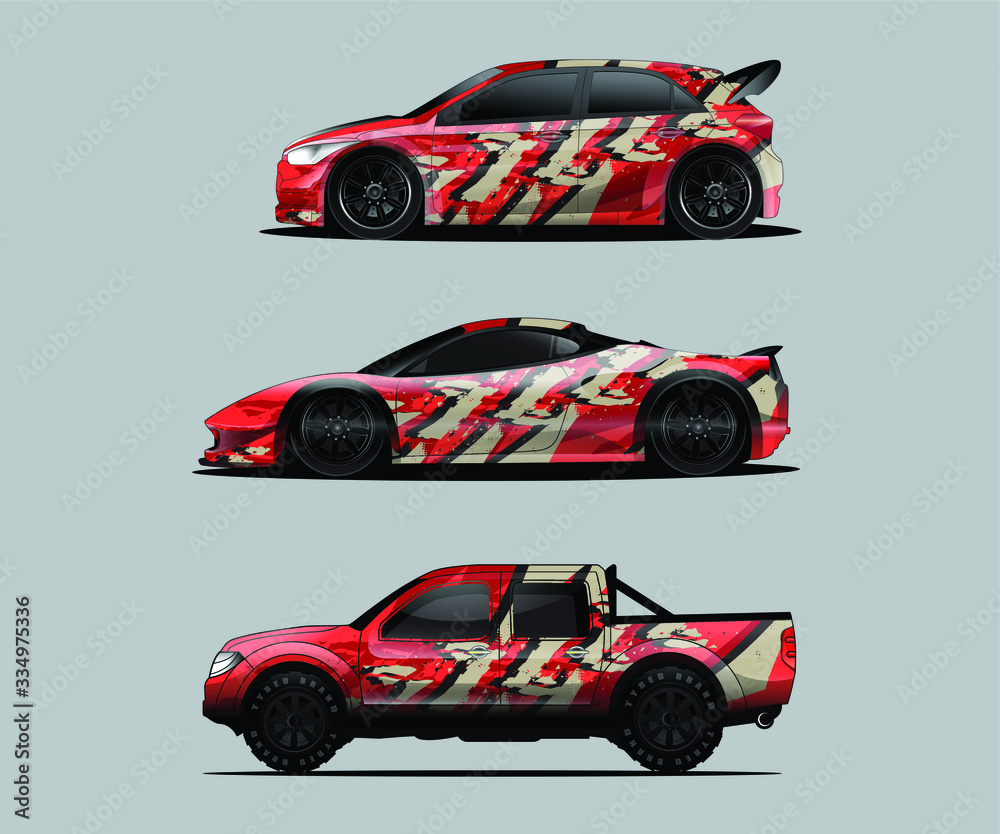 Fototapeta premium Car decal graphic wrap vector pack, abstract background
