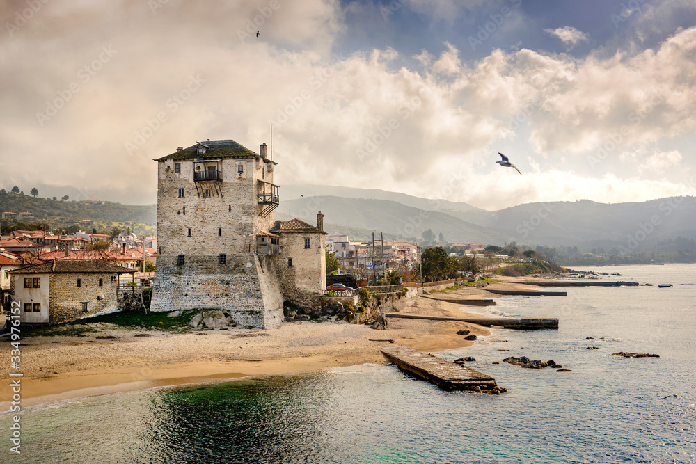 Obraz premium Ouranoupolis tower in Chalkidiki, Greece