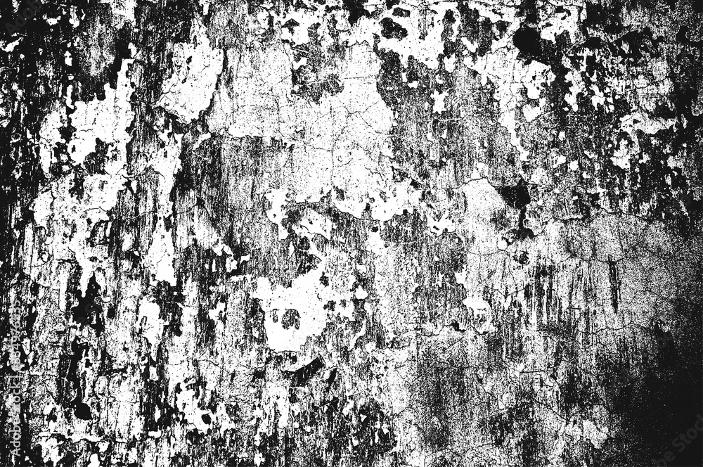 Obraz premium Distress old cracked concrete vector texture. EPS8 illustration. Black and white grunge background.
