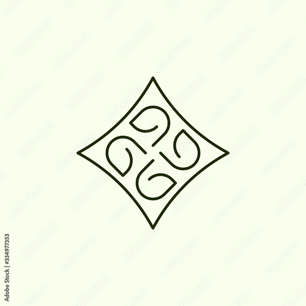 Fototapeta premium four letters G made in the form of a cross-shaped pattern in a frame