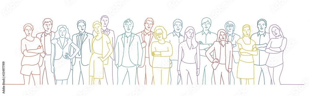 Business team. Colour line drawing vector illustration. Business team. Colour line drawing vector illustration.