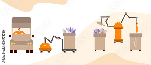 Vector People Robot Sorting Waste Recycling Eco
