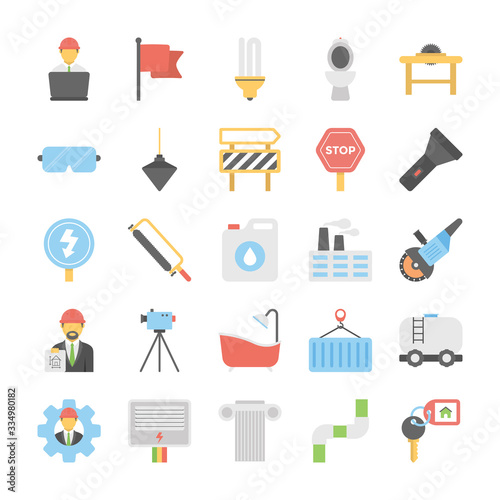  Flat Icons Industrial and Construction 