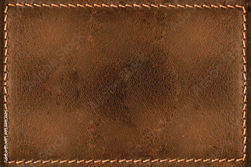 Cognac leather background with seams