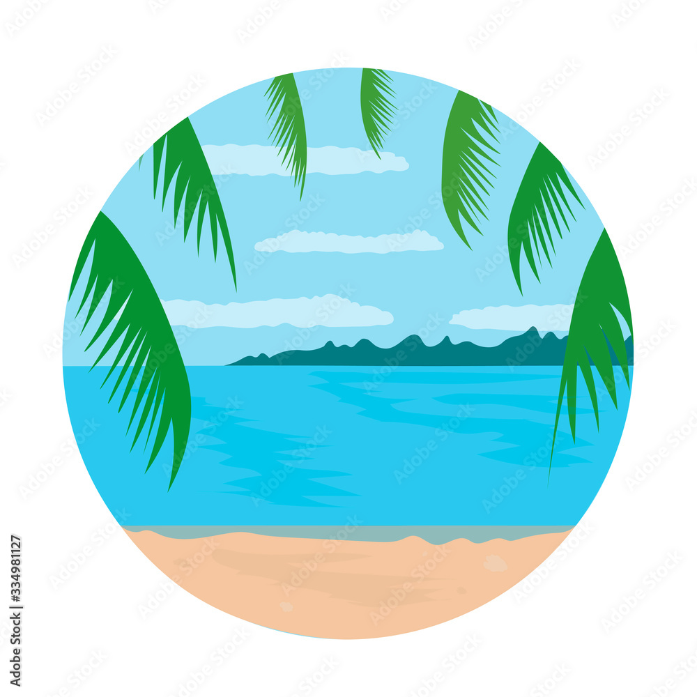 Beach sea palm vector image landscape