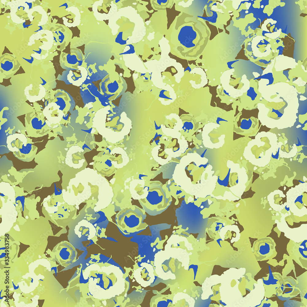 Swamp camouflage of various shades of green, blue and brown colors