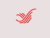 Creative red logo icon stripes abstract bird image for your company