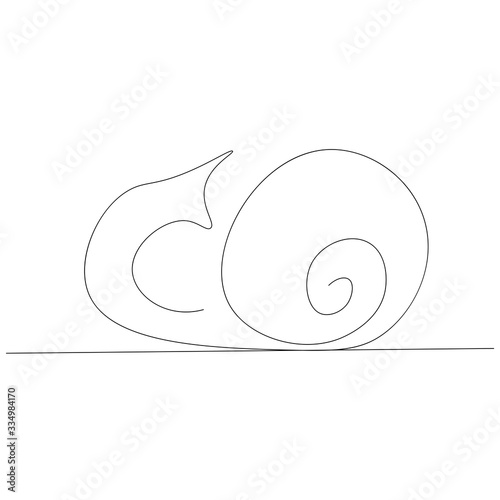 Snail silhouette line drawing. Vector illustration.