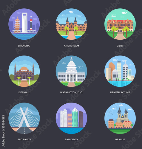  World Cities Vector Illustrations Collection 