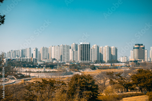 Photography view of the Seoul city from Olympic park