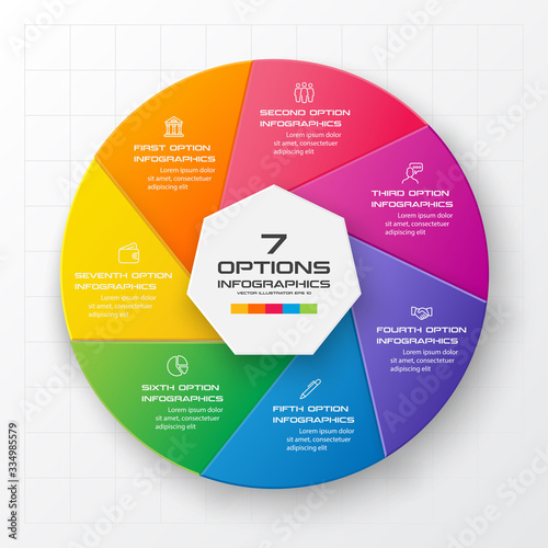Circle infographic template with 7 options,Vector illustration.