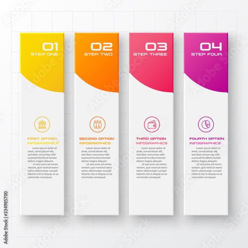 Business infographics template 4 steps rectangle,Vector illustration.
