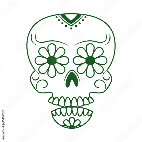 skull catrina flower decoration cinco de mayo mexican celebration line style icon
