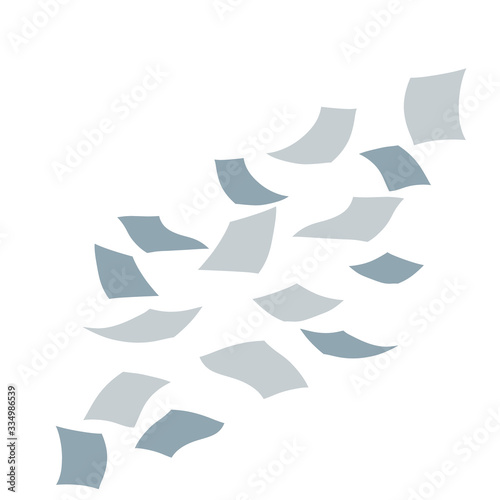 Flying white paper file documents.