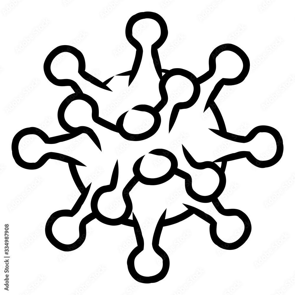 Hand drawn virus icon / Black and white / Line icon Hand drawn virus icon / Black and white / Line icon