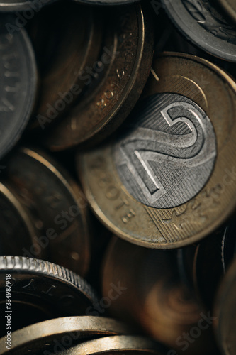 Polish currency coins close up with blurred background © Serhiy Hipskyy
